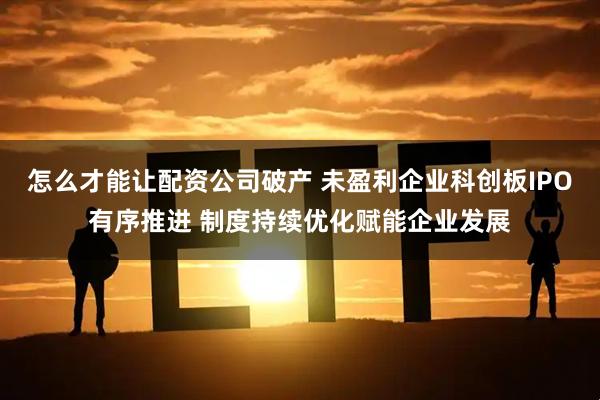 怎么才能让配资公司破产 未盈利企业科创板IPO有序推进 制度持续优化赋能企业发展